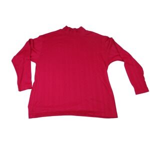 Vintage‎ Women's Red Mock Neck Ribbed Long Sleeve Casual Top Shirt XL